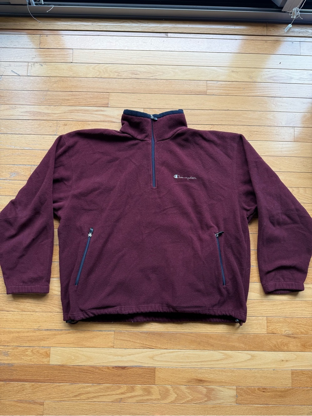 Champion Fleece Burgundy Pullover 1/4 Zip Sweatshirt Men’s Size XL